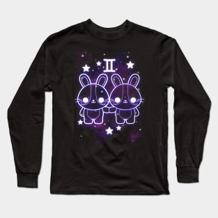 Gemini kawaii zodiac sign Long Sleeve T-Shirt
